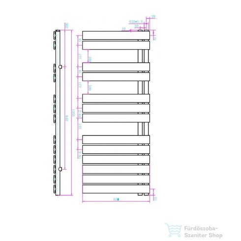 AREZZO design HORIZONT WHITE 1355x550 törölközőszárító radiátor, fehér AR-HW13555