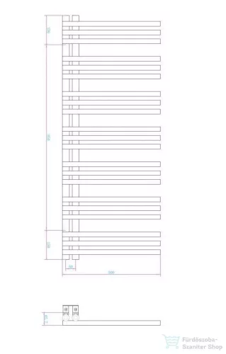 AREZZO design LINEAR BLACK 1200x500 törölközőszárító radiátor, matt fekete AR-LR12050B