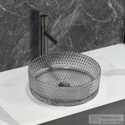   Arezzo design GLAM 39,5 cm-es pultra ültethető üveg mosdó, világos szürke AR-M214