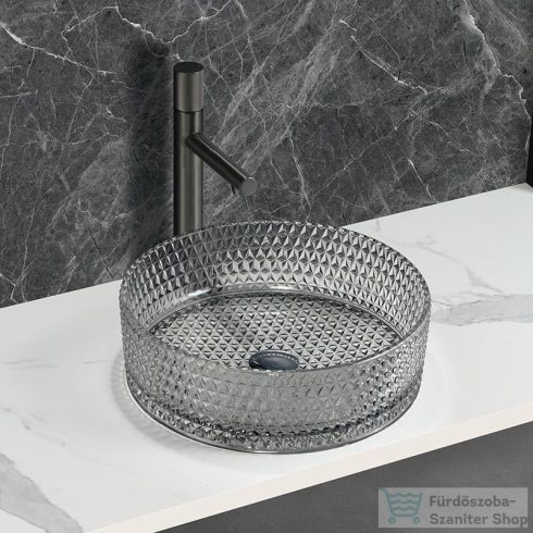 Arezzo design GLAM 39,5 cm-es pultra ültethető üveg mosdó, világos szürke AR-M214