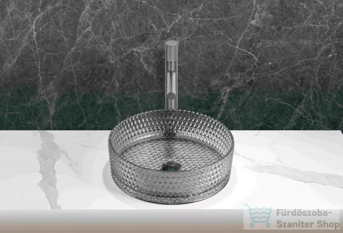 Arezzo design GLAM 39,5 cm-es pultra ültethető üveg mosdó, világos szürke AR-M214