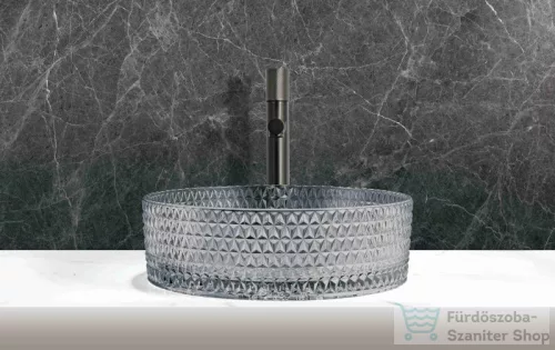 Arezzo design GLAM 39,5 cm-es pultra ültethető üveg mosdó, világos szürke AR-M214