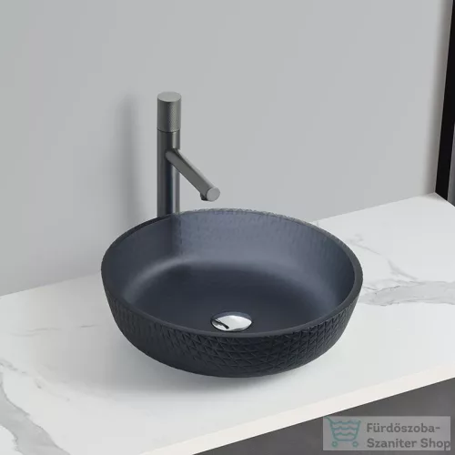 Arezzo design RUBEN 42 cm-es pultra ültethető üveg mosdó, matt szürke AR-M331