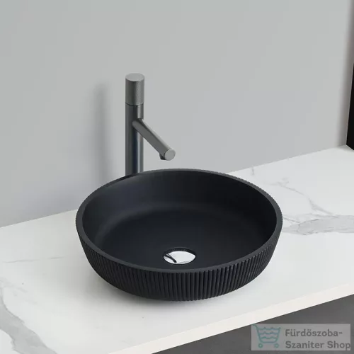 Arezzo design AVEX 42 cm-es pultra ültethető üveg mosdó, matt fekete AR-M333