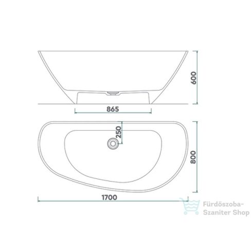 AREZZO design MARYLAND öntöttmárvány szabadonálló kád, fényes fekete AR-Maryland170BHG