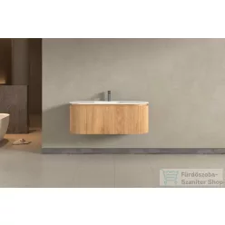   AREZZO design SELINA 120 cm-es, 2 ajtós, 1 fiókos alsószekrény Solid Surface mosdóval, természetes tölgy AR-S010120LO