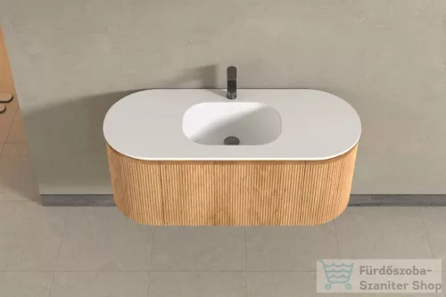 AREZZO design SELINA 120 cm-es, 2 ajtós, 1 fiókos alsószekrény Solid Surface mosdóval, természetes tölgy AR-S010120LO