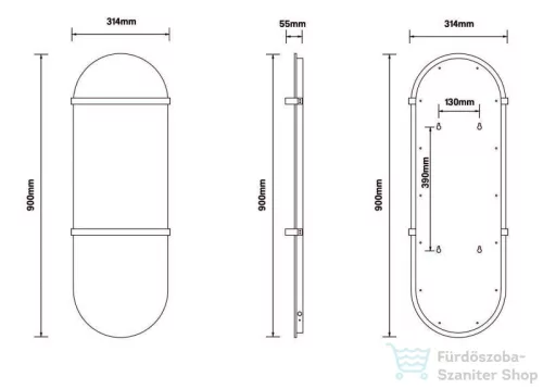 AREZZO design STONELINE ROUND 900x300 kőhatású elektromos törölközőszárító radiátor, fehér AR-SLR900300W