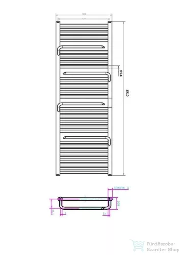 AREZZO design SMART ANTRACIT 1510x550 törölközőszárító radiátor, matt fekete AR-SM15055A