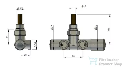 AREZZO design SPEARPEX termosztátos radiátor szelep, fehér, bal AR-SPEARPEX-W-L