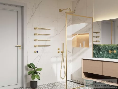 AREZZO design TUBELINE 755x455 elektromos törölközőszárító radiátor szálcsiszolt arany AR-TL45100BG