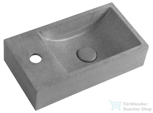 Sapho SMALL CREST L beton mosdó lefolyóval, balos, 40x22cm, szürke gránit (AR403)