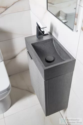 Sapho SMALL CREST L beton mosdó lefolyóval, balos, 40x22cm, szürke gránit (AR403)
