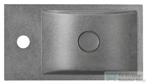Sapho SMALL CREST L beton mosdó lefolyóval, balos, 40x22cm, szürke gránit (AR403)