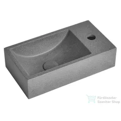   Sapho SMALL CREST R beton mosdó lefolyóval, jobbos, 40x22cm, szürke gránit (AR409)