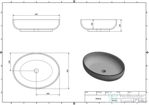 Sapho OFELIE kerámiamosdó, pultra szerelhető, túlfolyó nélkül, 51,5x14,5x39cm (AR433)