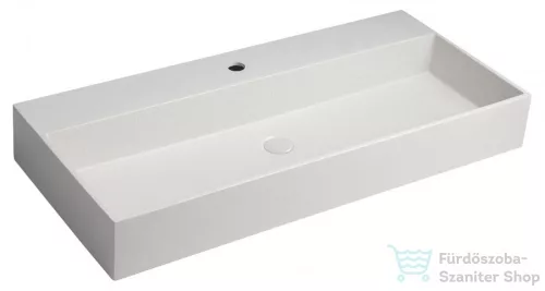 Sapho QUADRADO beton mosdó lefolyóval, 96x44cm, fehér homokkő (AR467)