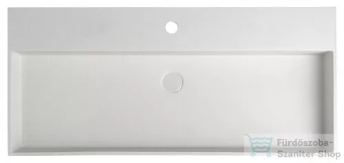 Sapho QUADRADO beton mosdó lefolyóval, 96x44cm, fehér homokkő (AR467)