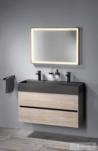 Sapho QUADRADO beton mosdó lefolyóval, 2 furatos, 96x44cm, szürke gránit (AR473)