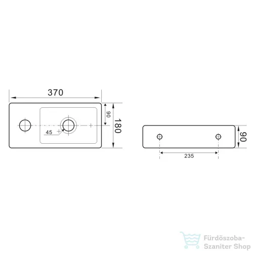 Sapho ZOE kerámiamosdó, balos, 37x9x18cm (AR496)