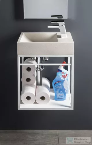 Sapho CREST mosdótartó konzol MDF polccal, 39,5x45x21,7cm, matt fehér (AR502)