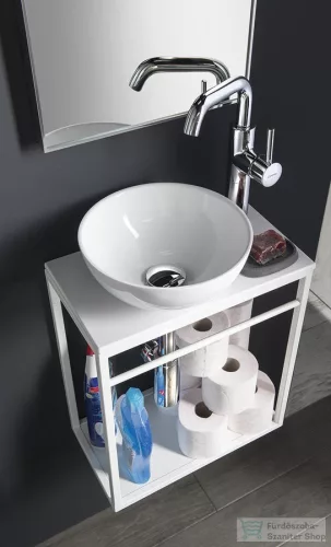 Sapho CREST mosdótartó konzol MDF polccal, 39,5x45x21,7cm, matt fehér (AR502)