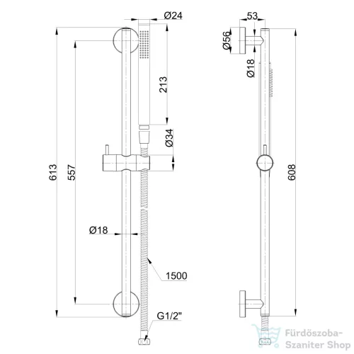 Invena ALONIA rudas zuhanyszett, PVD fényes fekete AU-70-Z04-V