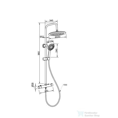 Invena MUSTA termosztátos zuhanyrendszer,króm AU-84-001-X