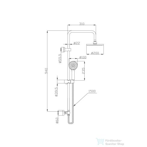 Invena ESLA termosztátos zuhanyrendszer,króm AU-94-D01-C