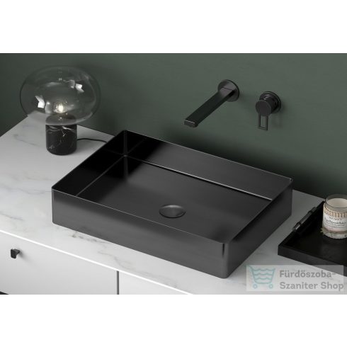 Sapho AURUM mosdó klik-klak lefolyóval, 50x35cm, antracit (AU103)