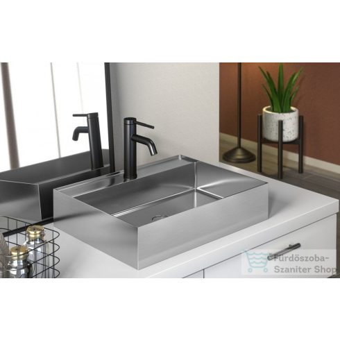 Sapho AURUM mosdó klik-klak lefolyóval, 55x42cm, szálcsiszolt INOX (AU402)