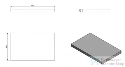 Sapho AVICE pult, 80x50cm, cement szürke (AV087)