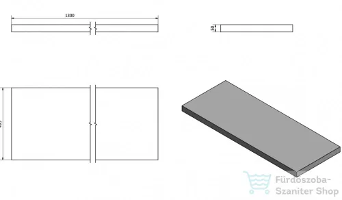 Sapho AVICE pult, 130x50cm, cement szürke (AV137)