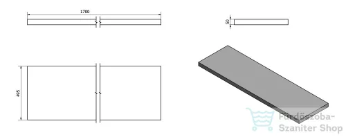 Sapho AVICE pult 170x50cm, tölgy antik fehér AV175
