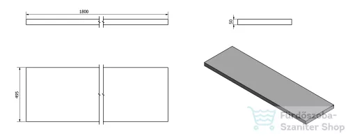 Sapho AVICE pult 180x50cm, tölgy antik fehér AV185