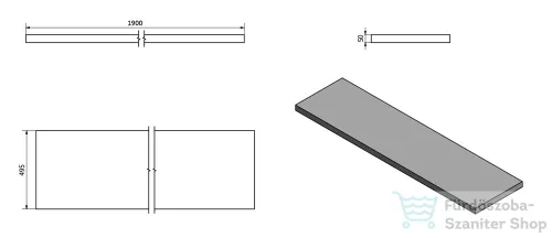 Sapho AVICE pult 190x50cm, tölgy Rover AV194