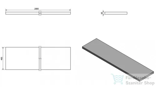 Sapho AVICE pult, 200x50cm, old wood (AV208)