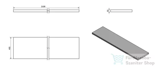 Sapho AVICE pult 210x50cm, tölgy antik fehér AV215