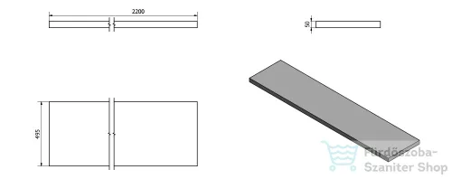 Sapho AVICE pult 220x50cm, tölgy Rover AV224