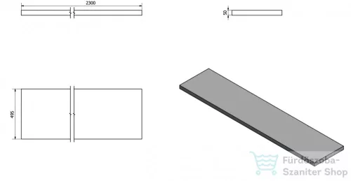 Sapho AVICE pult, 230x50cm, old wood (AV238)