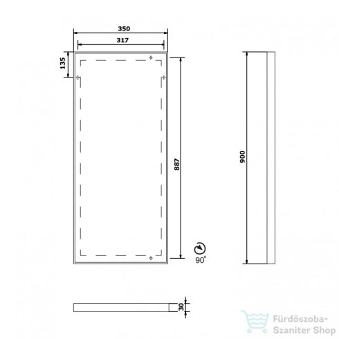 Sapho AROWANA keretes tükör, 350x900mm, króm (AW3590)