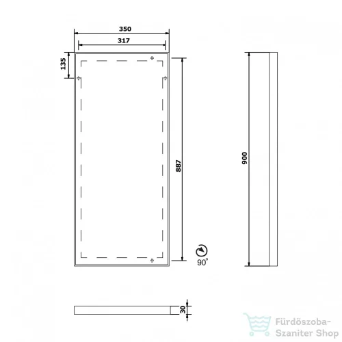 Sapho AROWANA keretes tükör, 350x900mm, króm (AW3590)