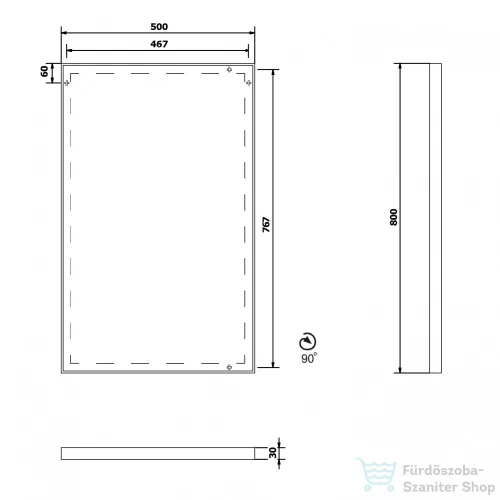 Sapho AROWANA keretes tükör, 500x800mm, matt fekete (AWB5080)