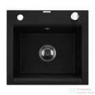 Invena TESALIA 48x44 cm-es gránit mosogató medence,fekete/króm AZ-01-041-B