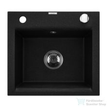   Invena TESALIA 48x44 cm-es gránit mosogató medence,fekete/króm AZ-01-041-B