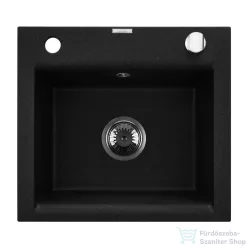   Invena TESALIA 48x44 cm-es gránit mosogató medence,fekete/króm AZ-01-041-B