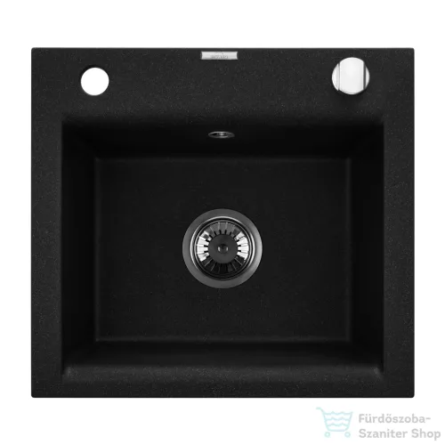 Invena TESALIA 48x44 cm-es gránit mosogató medence,fekete/króm AZ-01-041-B