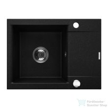   Invena TESALIA 59x44 cm-es gránit mosogató medence,fekete/króm AZ-01-042-B