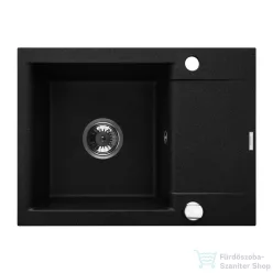   Invena TESALIA 59x44 cm-es gránit mosogató medence,fekete/króm AZ-01-042-B