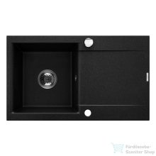   Invena TESALIA 76x44 cm-es gránit mosogató medence,fekete/króm AZ-01-043-B
